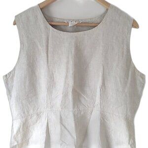 Linen Sleeveless Dress Neutral Lightweight Size Large